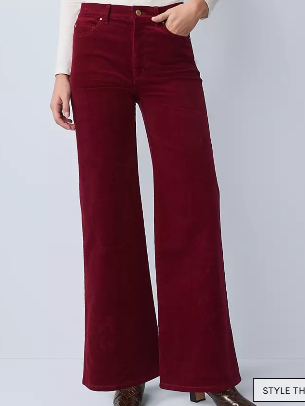Ann Taylor Wide-Leg Corduroy in Cherry Pie